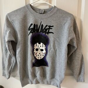 Savage Gray Kids Sweatshirt with Graphic Design